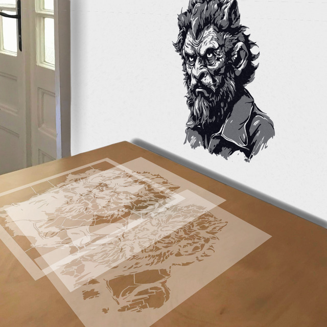 Werewolf stencil in layers