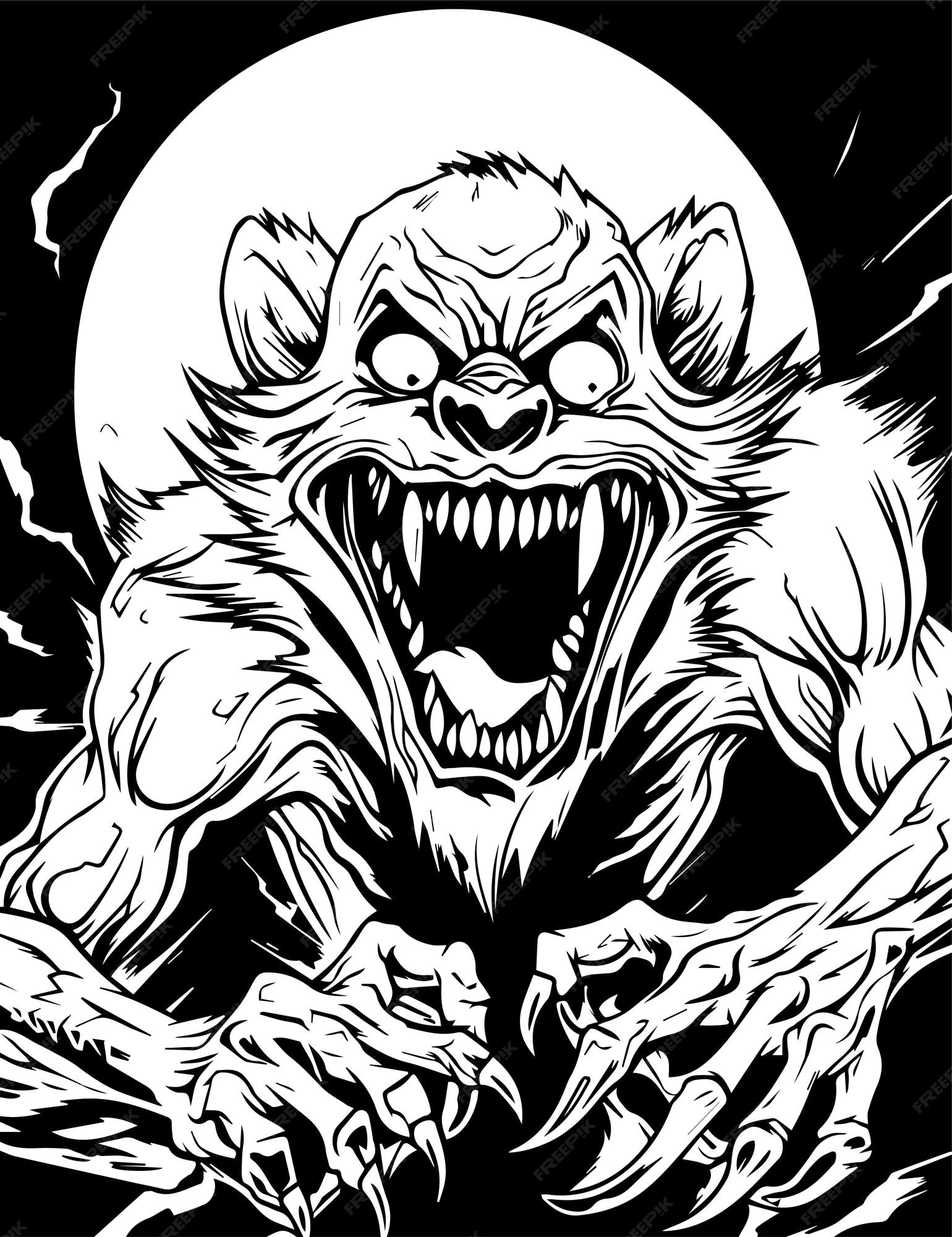 Premium vector werewolf coloring pages for kids