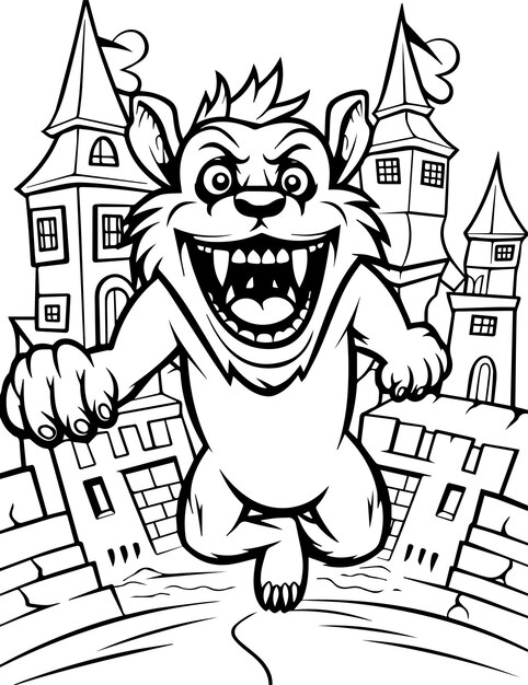 Premium vector werewolf coloring pages for kids