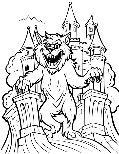 Premium vector werewolf coloring pages for kids