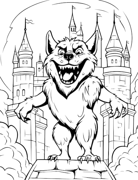 Premium vector werewolf coloring pages for kids