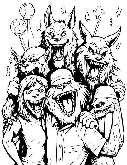 Premium vector werewolf coloring pages for kids