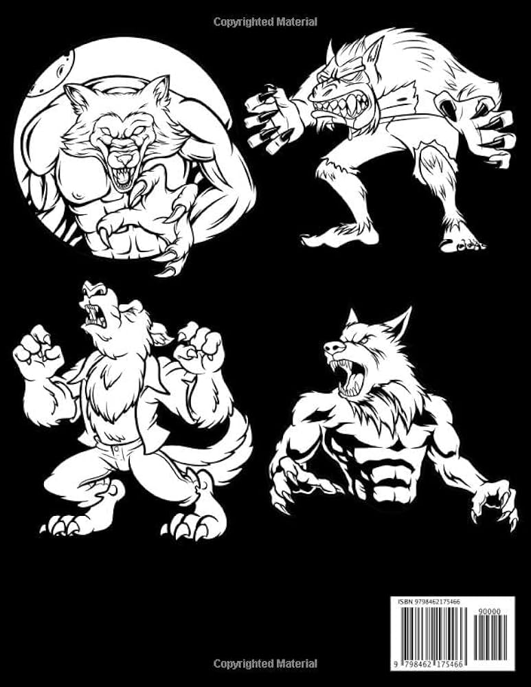 Werewolf coloring book scary halloween werewolves coloring pages for kids and adults wolfdottir audhild books