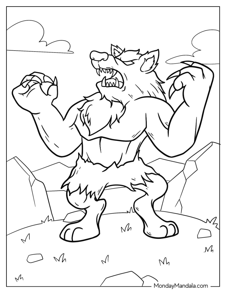 Werewolf coloring pages free pdf printables