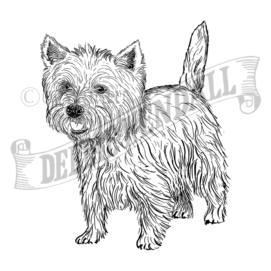 West highland white terrier dog rubber stamp