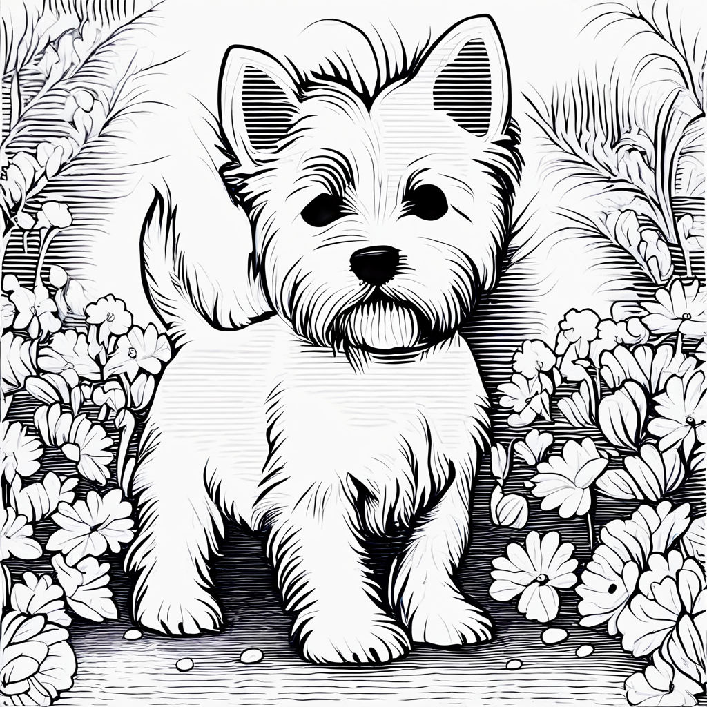 Cute west highland white terrier in vintage style