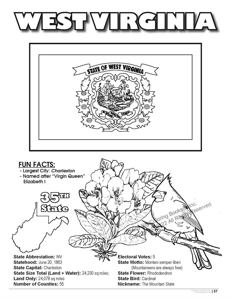 West virginia state coloring book x