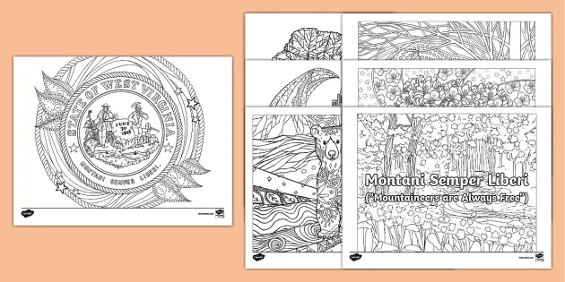 West virginia coloring pages state resources usa