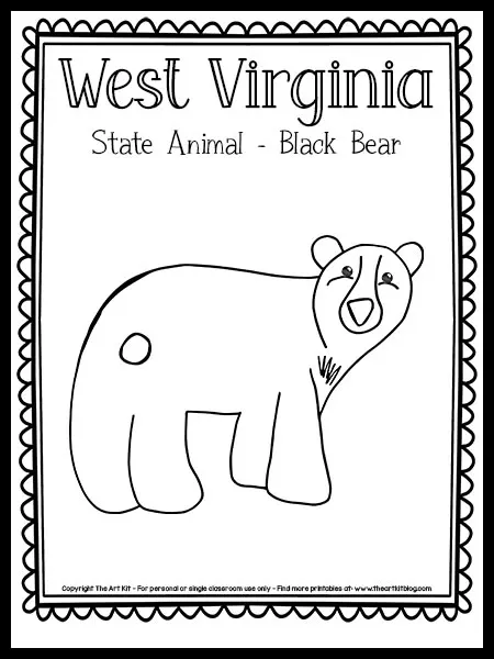 West virginia state animal coloring page black bear free printable â the art kit