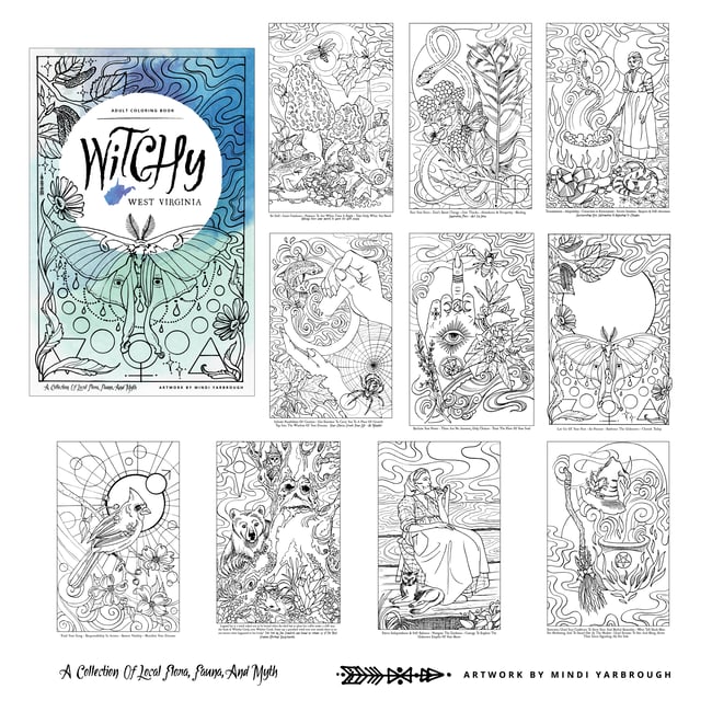 Witchy west virginia adult coloring book wild heart mindi