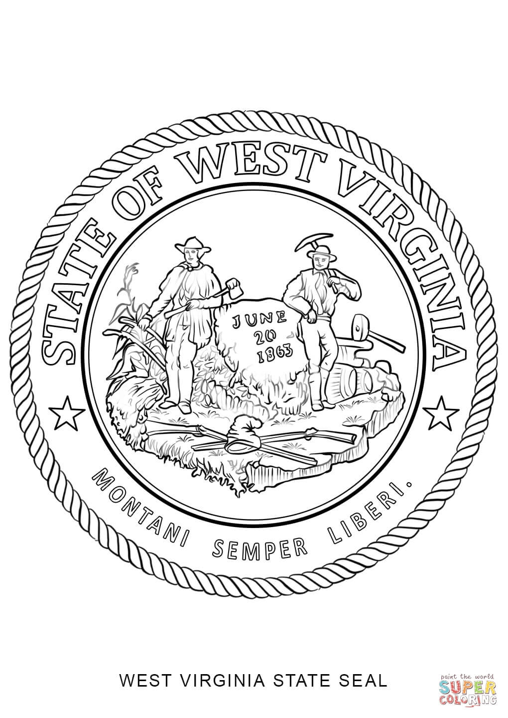 West virginia state seal coloring page free printable coloring pages