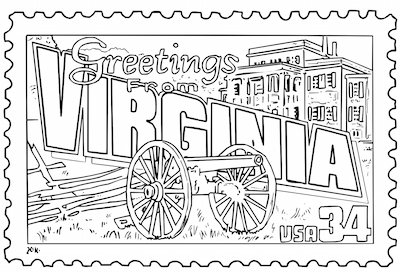 Virginia statehood united states postage stamp coloring page