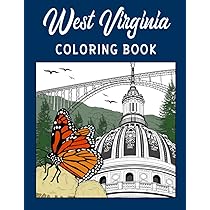 West virginia coloring book adult coloring pages painting on usa states landmarks and iconic stress relief pictures gifts for west virginia tourist publishing paperland books