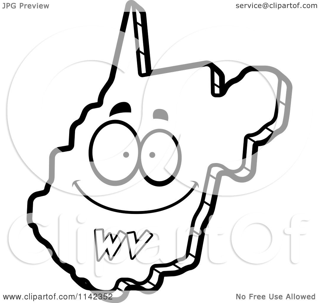 Cartoon clipart of a black and white happy west virginia state character