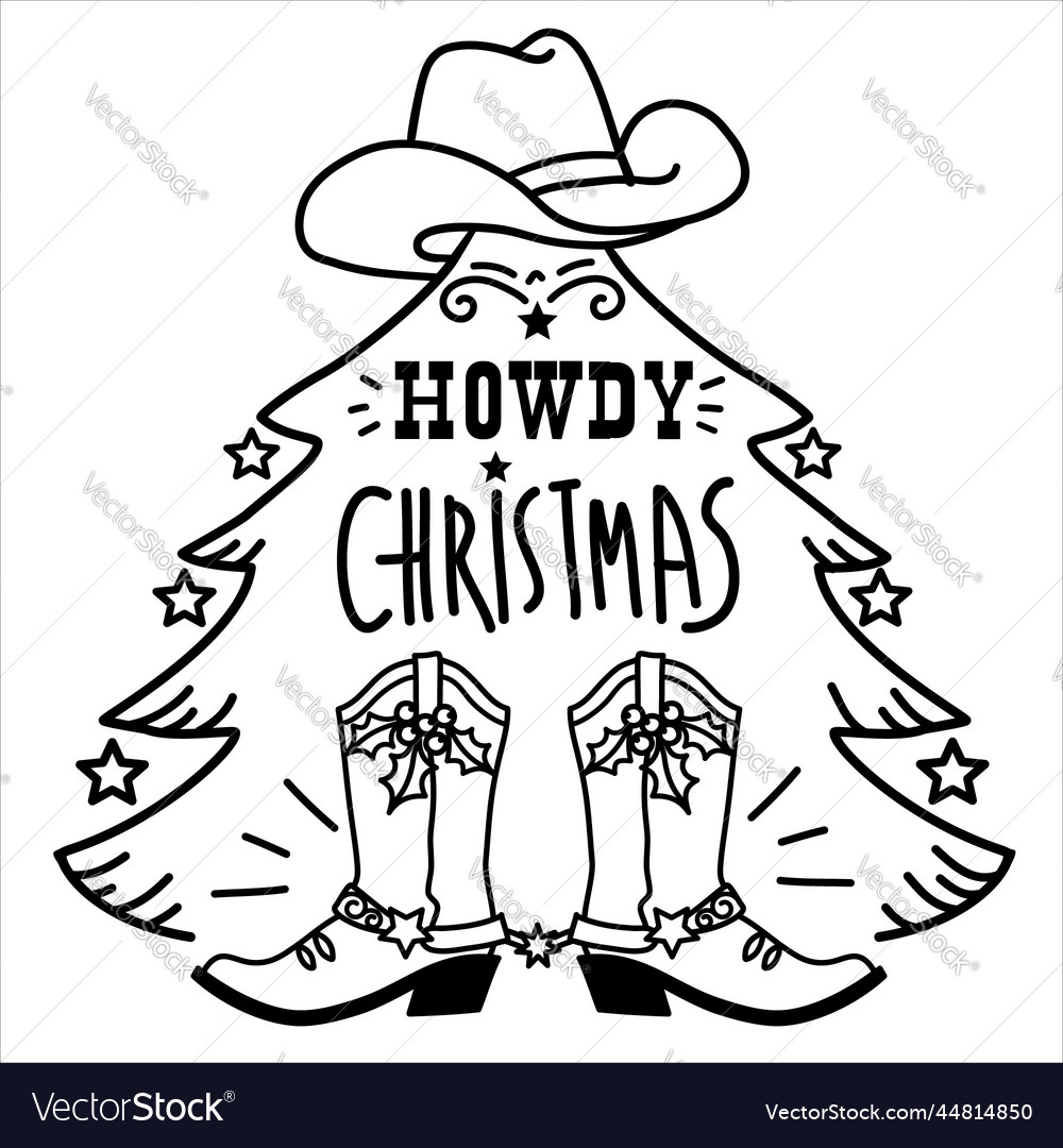 Cowboy christmas line style royalty free vector image