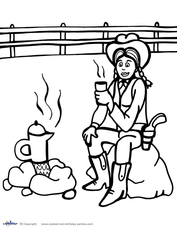 Printable wild west coloring page