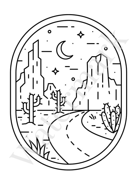 Desert coloring pages coloring pages landscape western coloring pages cowboy coloring page adult coloring pages