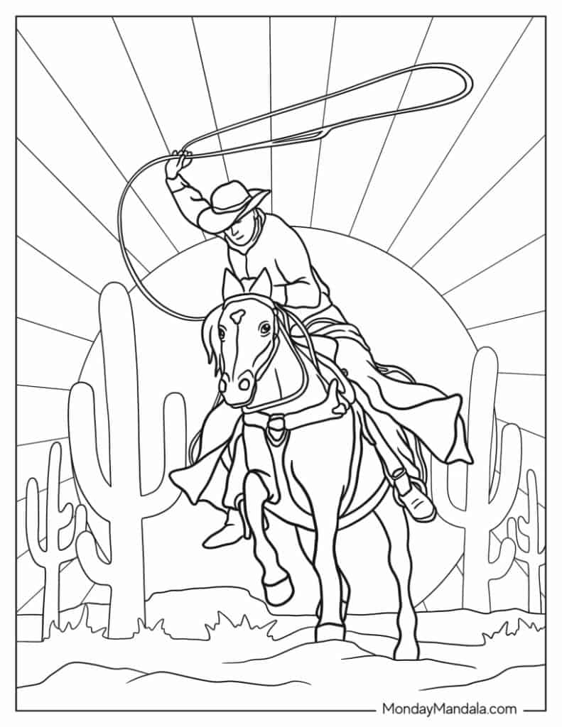 Cowboy coloring pages free pdf printables