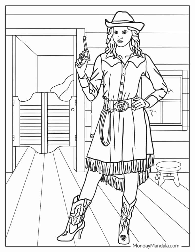 Cowboy coloring pages free pdf printables