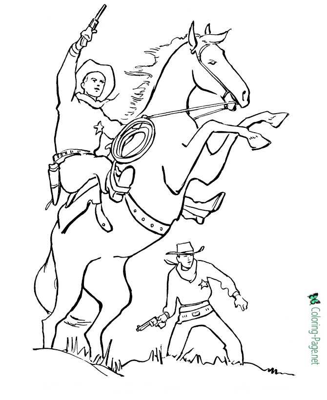 Cowboy western horse coloring pages