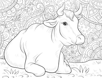 Adult coloring cow vector images over