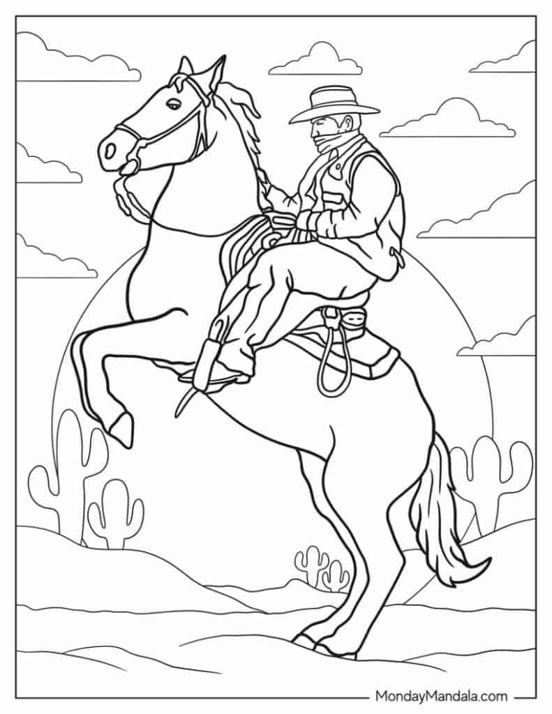 Cowboy coloring pages free pdf printables