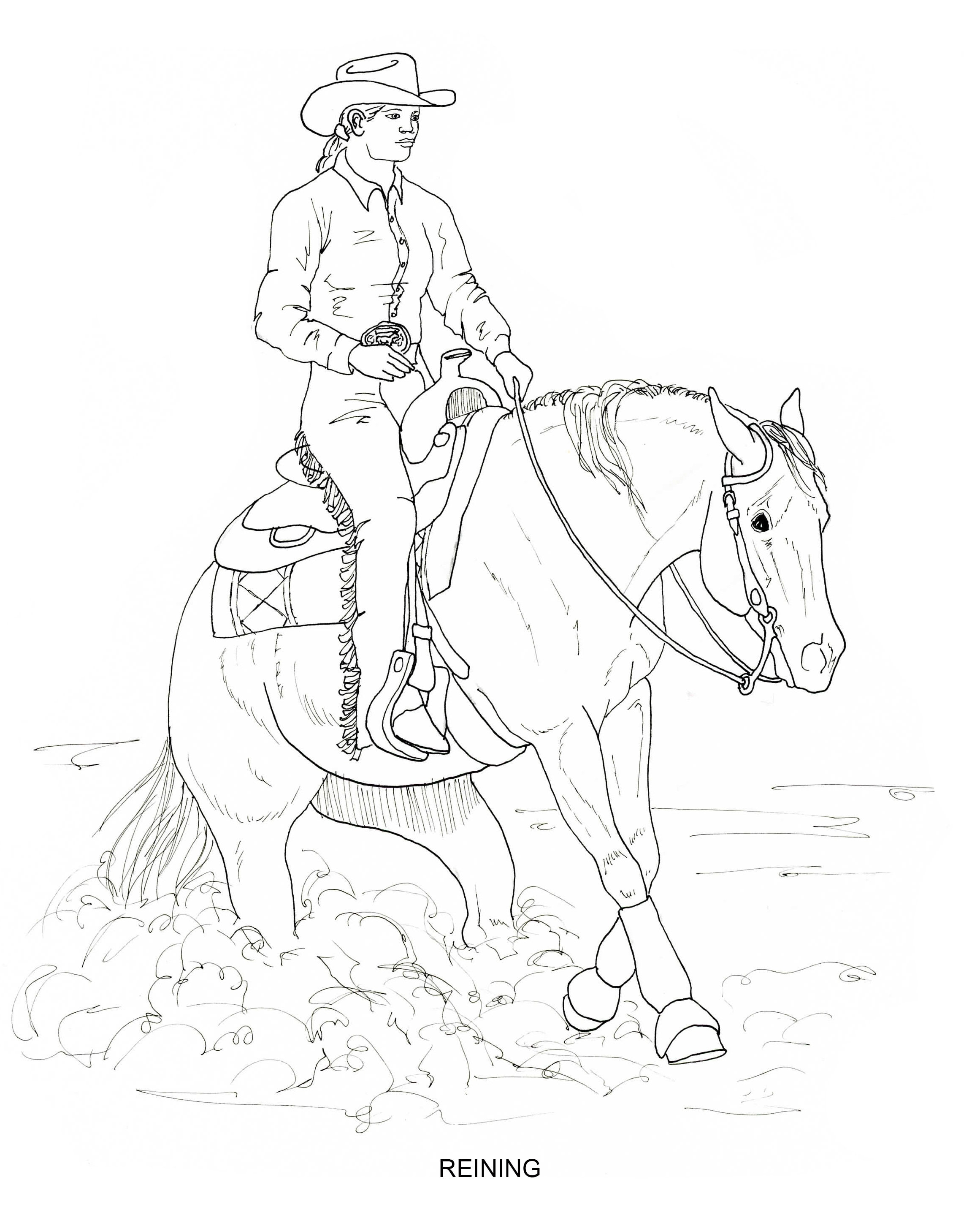 Printable set of western riding coloring pages digital download