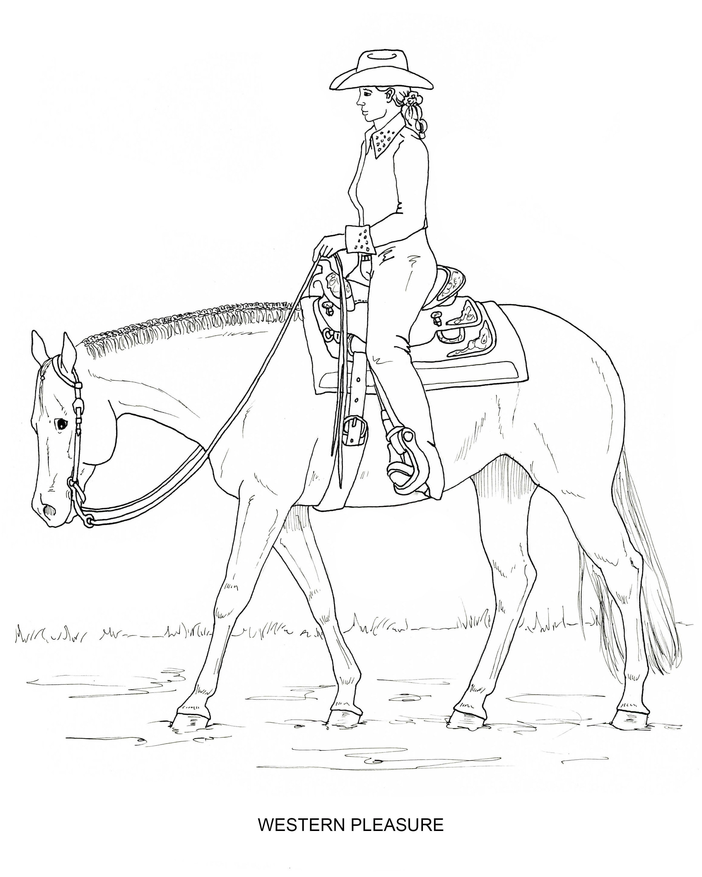 Printable set of western riding coloring pages digital download