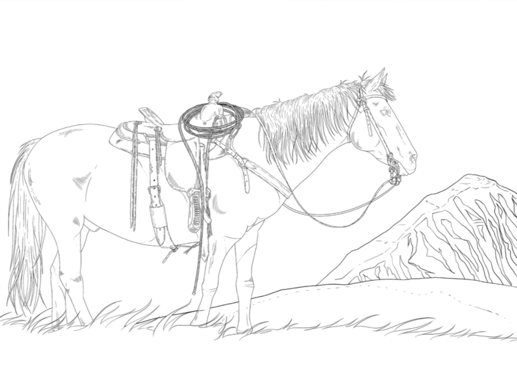 Free realistic horse colouring pages