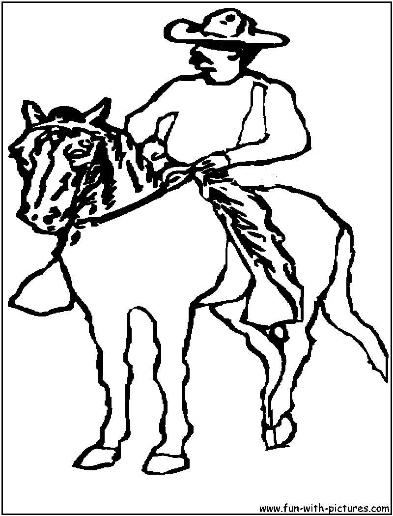 Cowboy on horse coloring page