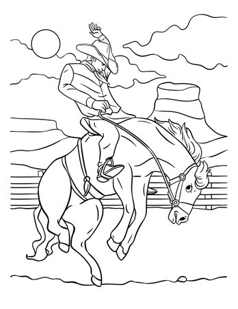 Cowboy horse rodeo coloring page for kids royalty free svg cliparts vectors and stock illustration image