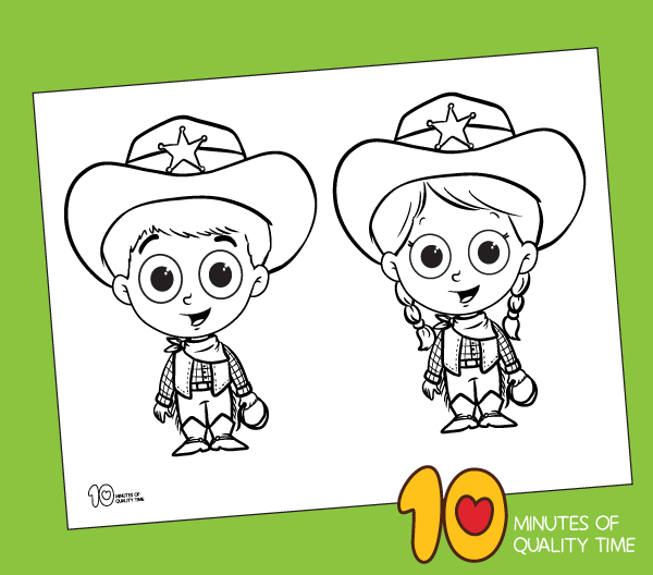 Cowboy and cowgirl coloring page â minutes of quality time