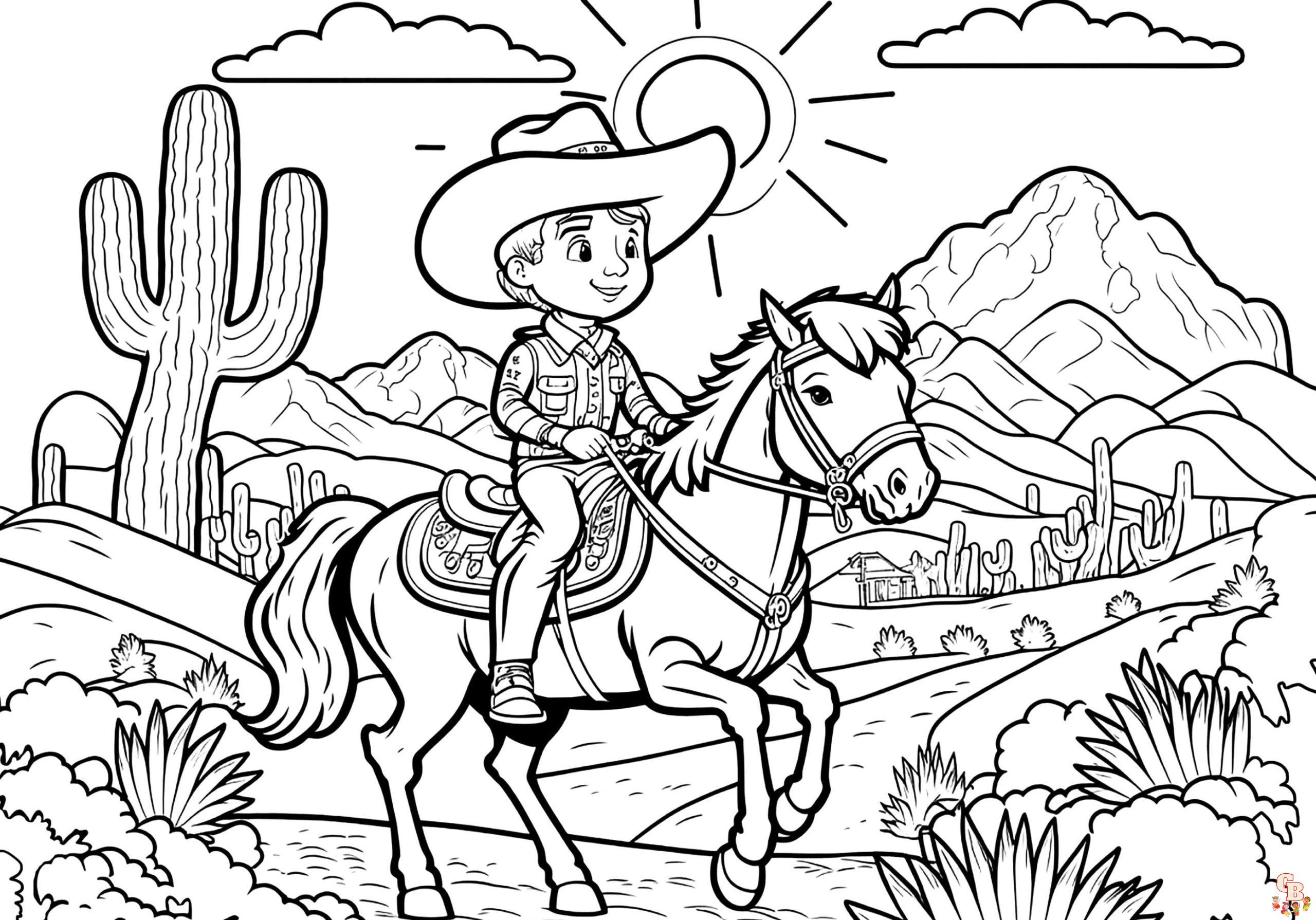 Printable western coloring pages free for kids and adults