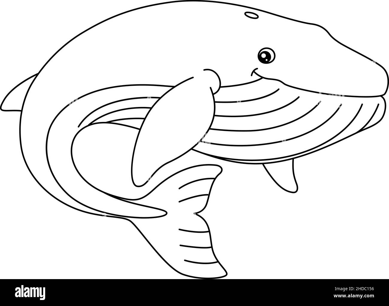 Blue whale coloring page isolated for kids stock vector image art