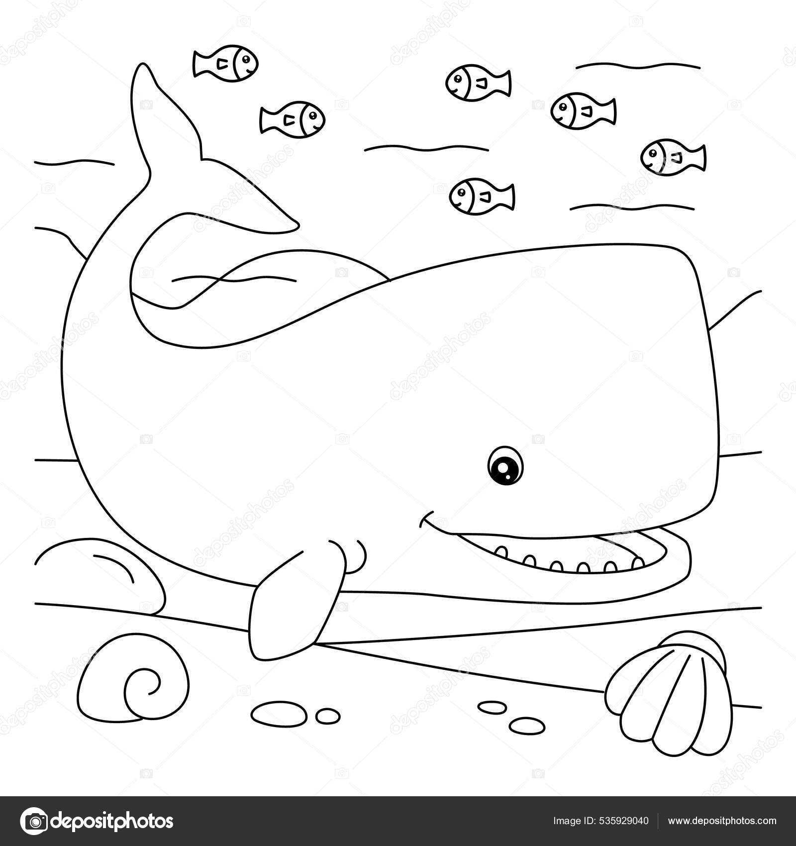 Sperm whale coloring page for kids stock vector by abbydesign