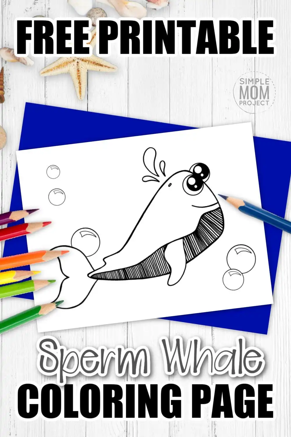 Free printable blue whale coloring page â simple mom project