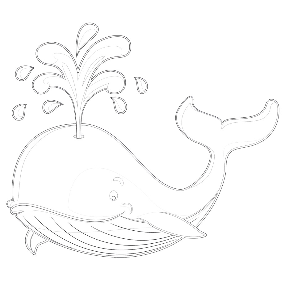 Whale cartoon coloring page