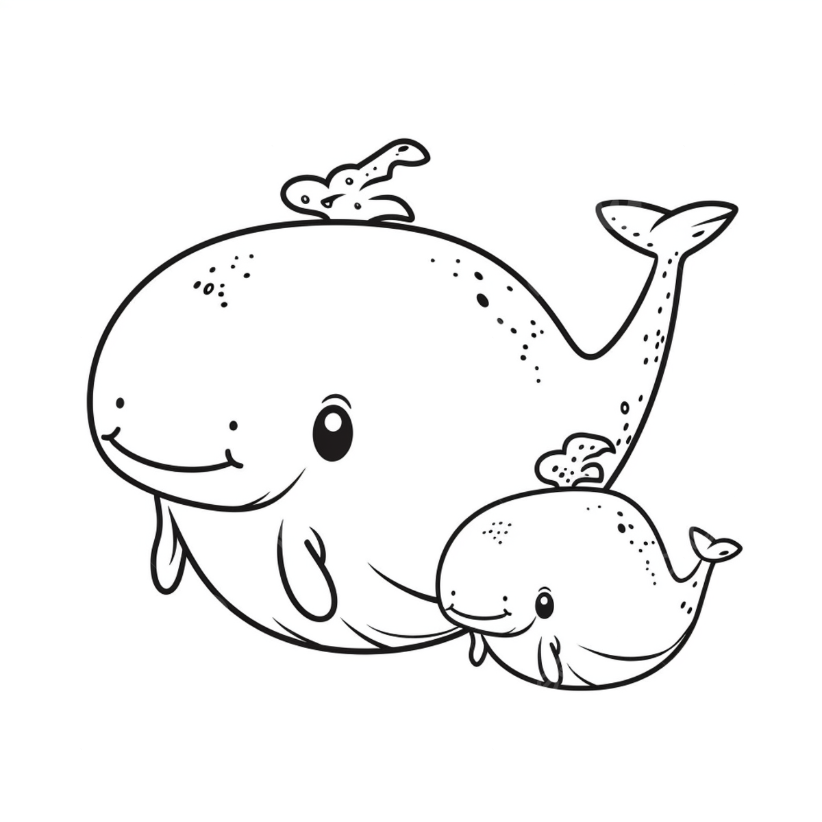 Cute and cute whale and baby cute baby whale coloring pages basic simple cute cartoon whales outline isolated on white background children s coloring page png transparent image and clipart for free