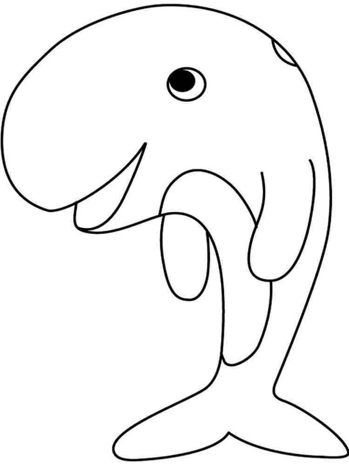 Whale standing coloring page