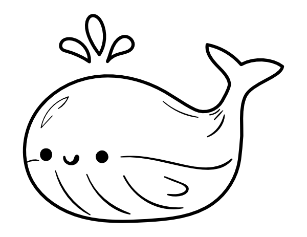 Printable kawaii whale coloring page