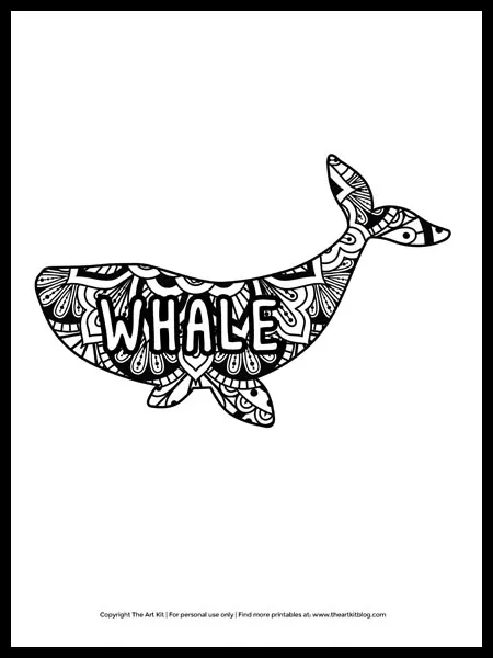 Free mandala whale coloring page â the art kit