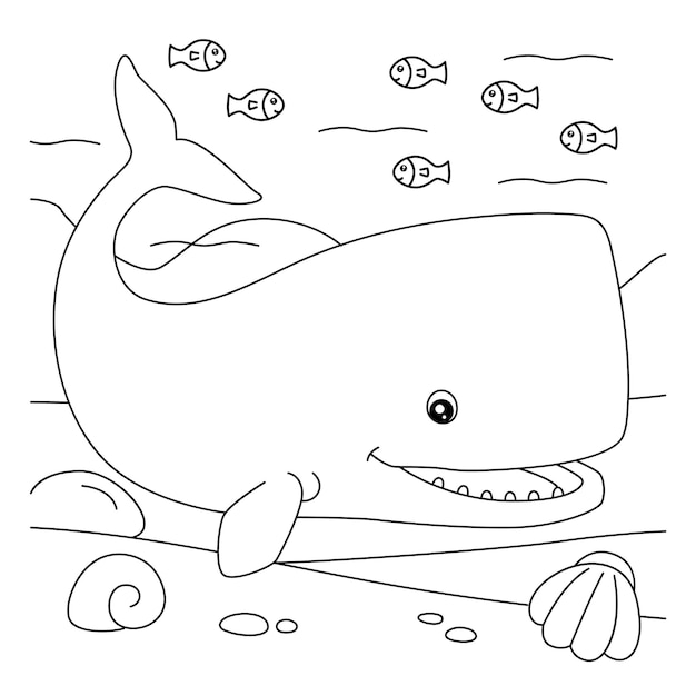 Premium vector sperm whale coloring page for kids