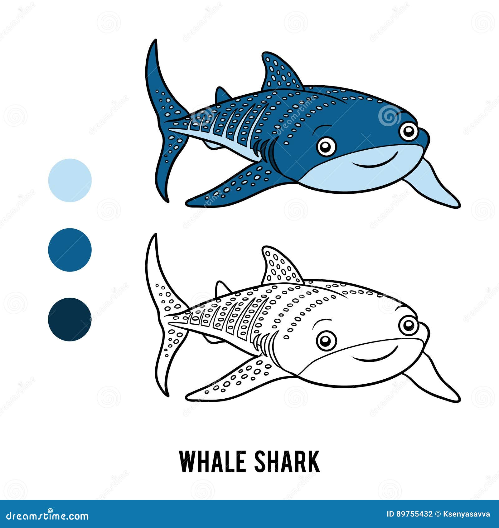 Coloring book whale shark stock vector illustration of child