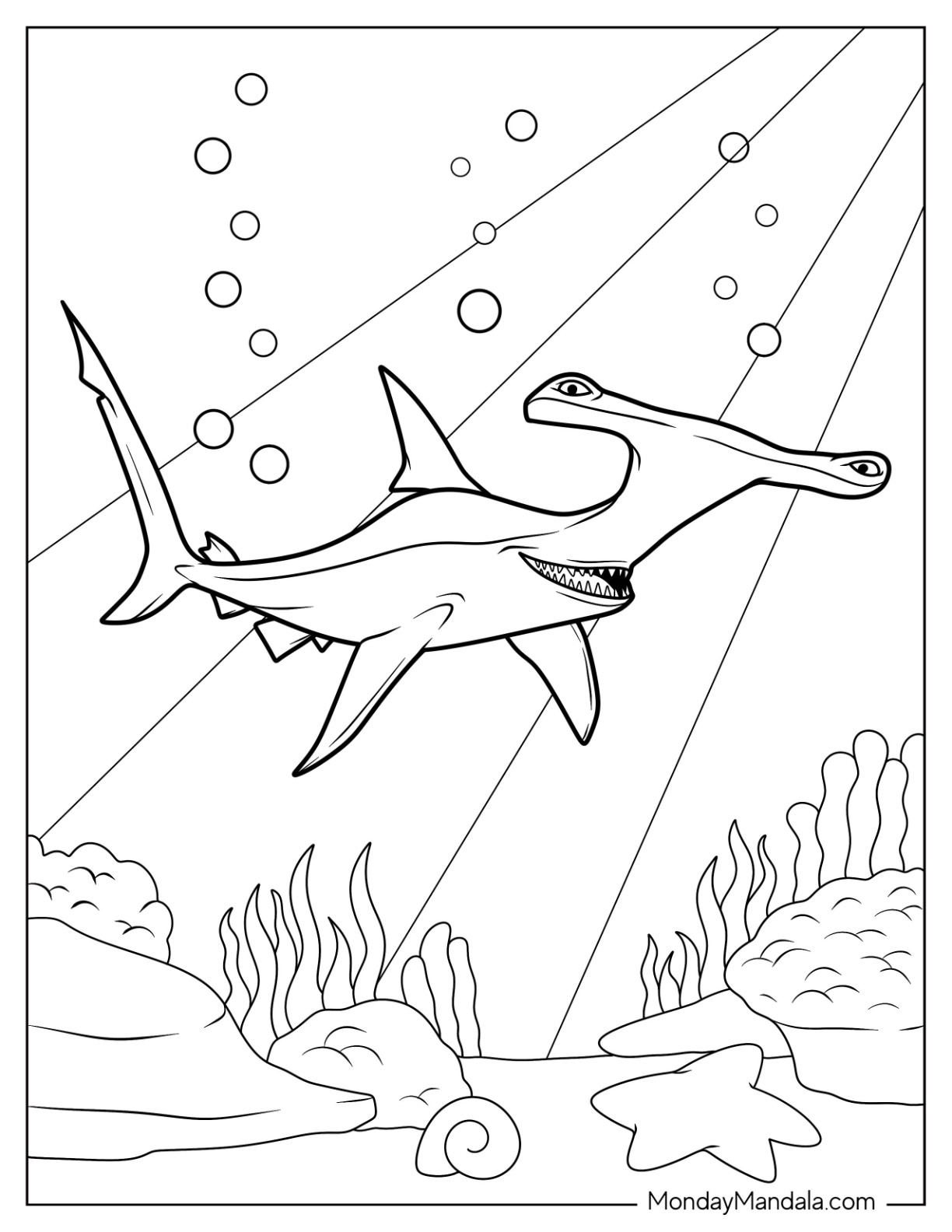 Shark coloring pages free pdf printables