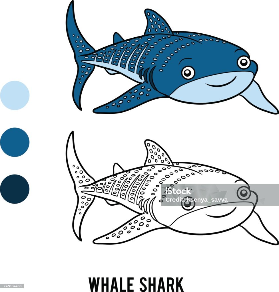 Coloring book whale shark stock illustration