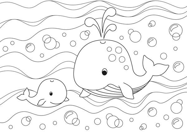 Thousand coloring book whale royalty