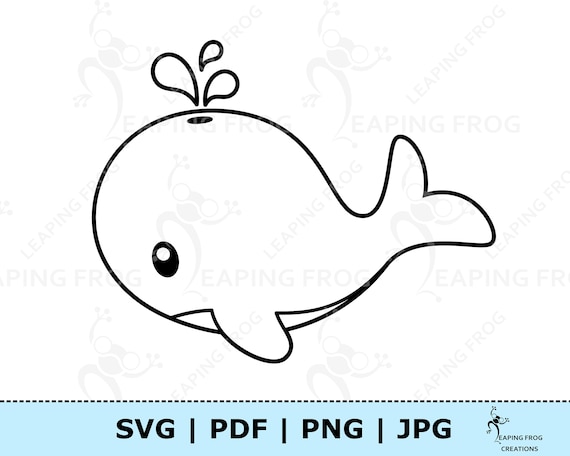 Cute whale coloring page jpg pdf svg png whale clipart digital download vector black and white outline whale coloring page svg instant download