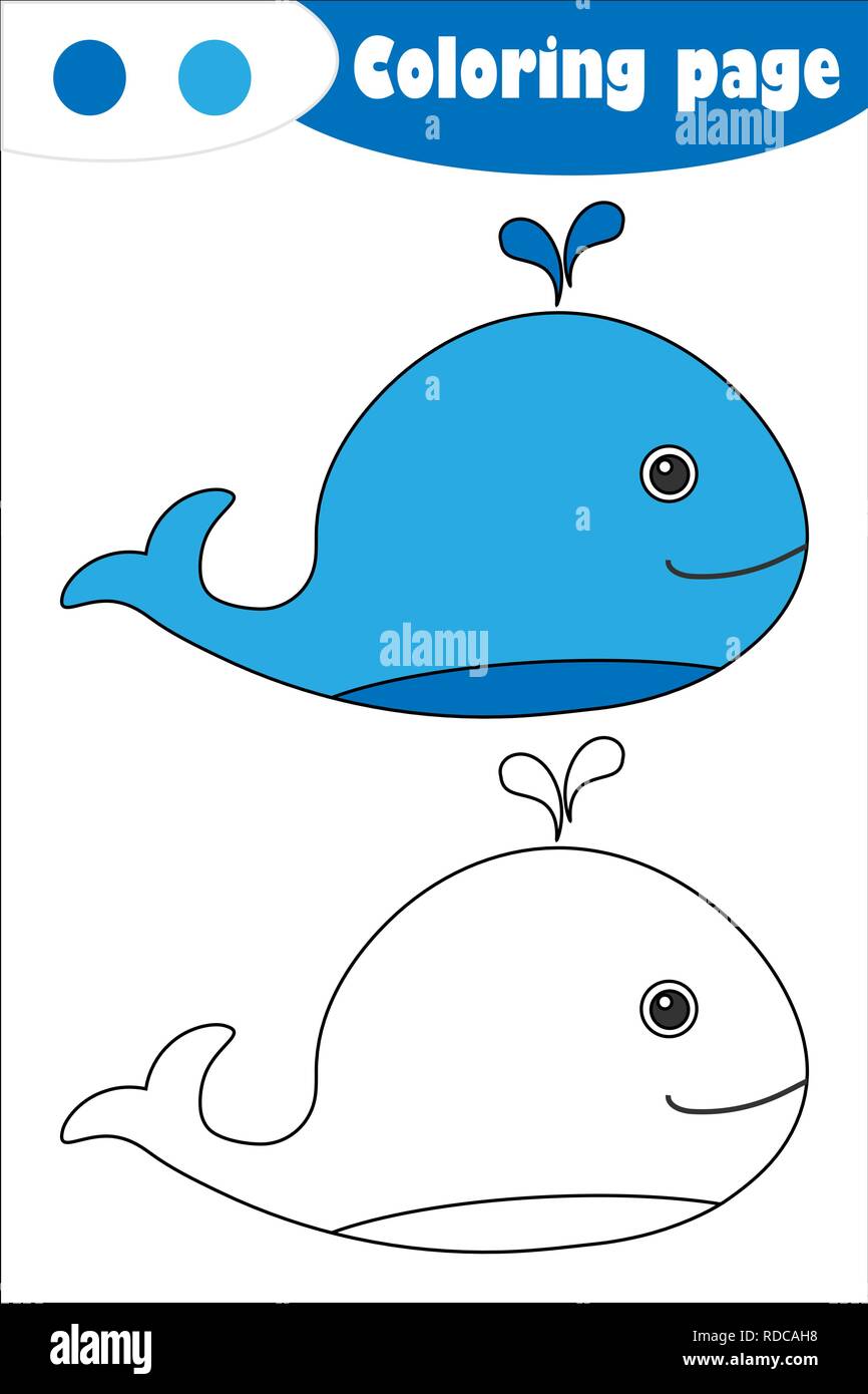 Whale in cartoon style coloring page education paper game for the development of children kids preschool activity printable worksheet vector stock vector image art