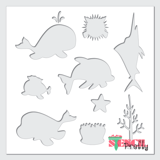 Sea ocean animals whale dolphin swordfish starfish seaweed stencils â stencil me pretty