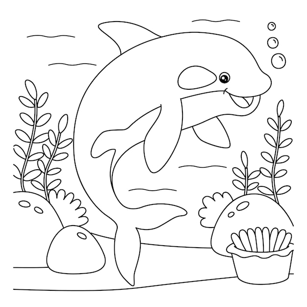 Premium vector killer whale coloring page for kids